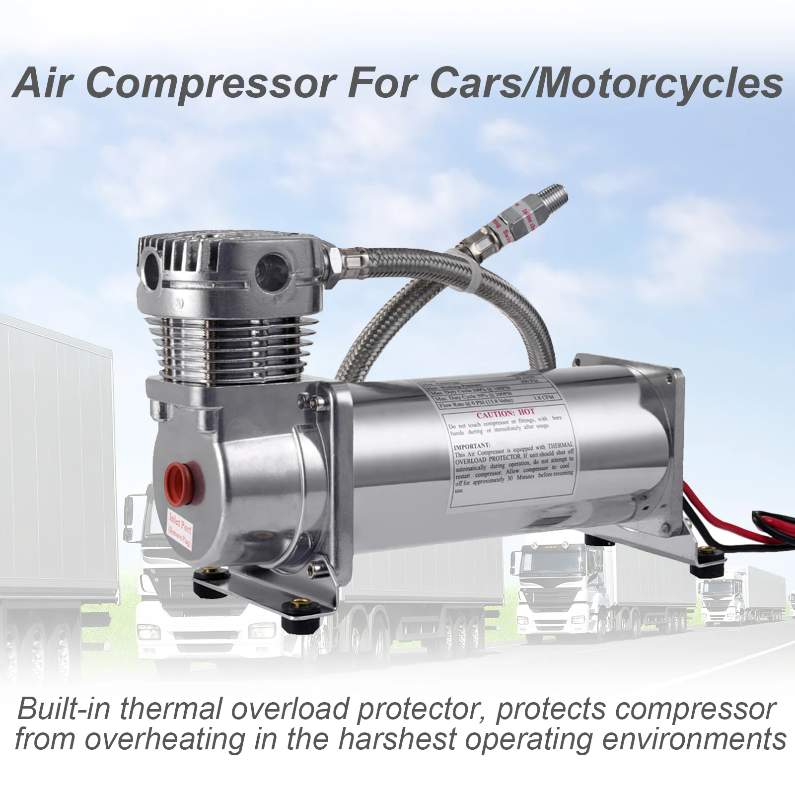 Compresseur de klaxon d'air 12V, compresseur d'air de garage portable, accessoires de voiture compresseurs d'air pour bateaux automobiles RVs voiture pick-up SUV