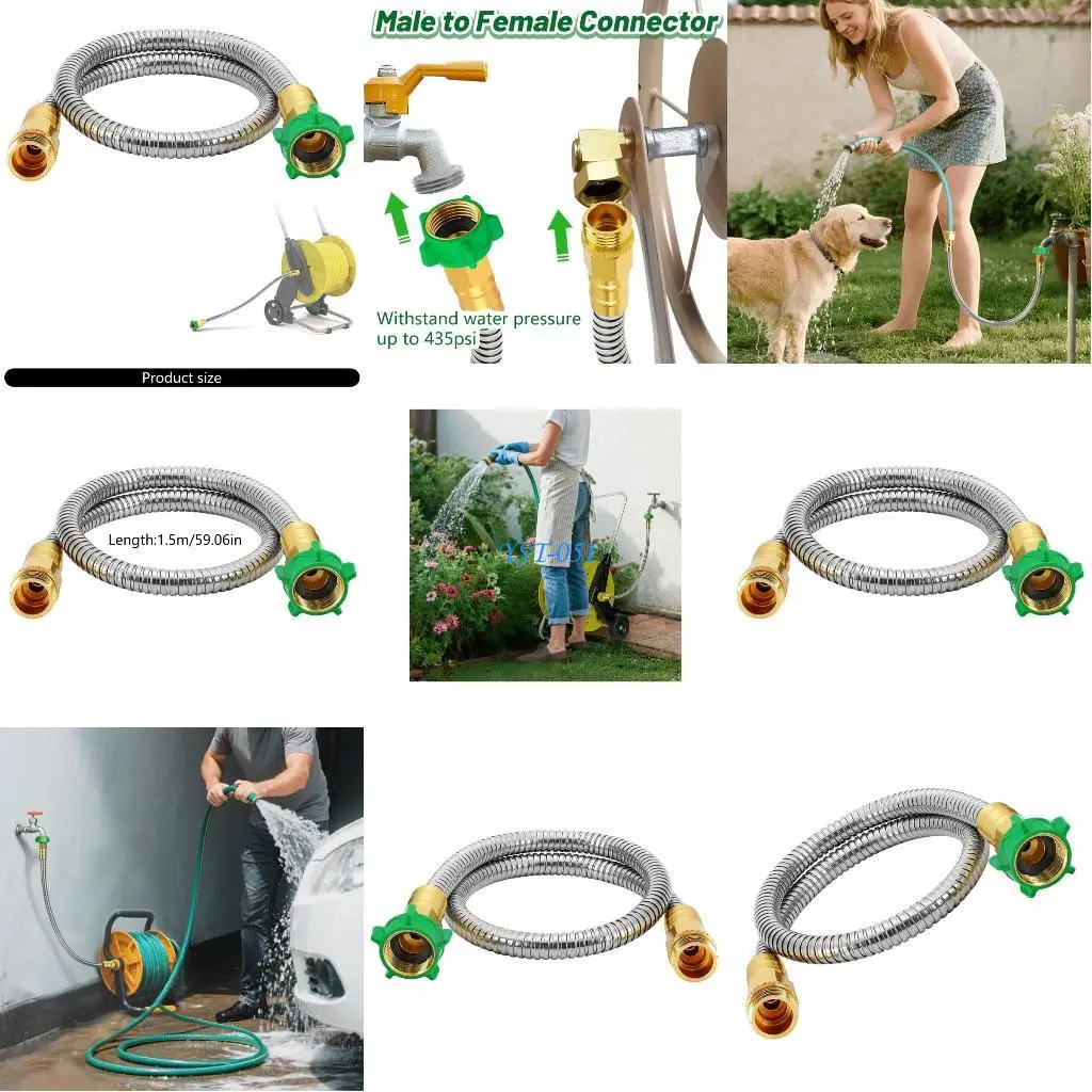 

E15A Leakproof Outdoor Flexible Water Hose Fitting 5ft Female to Male Leader Hose Replacement Short Garden Hose Extender