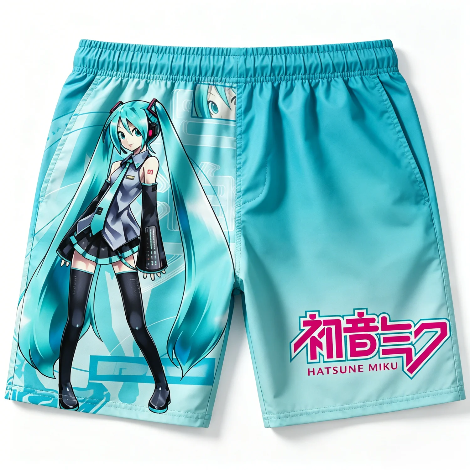2026 Sommer Hatsune Miku Retro Cosplay Shorts Herren Übergroße 3D-gedruckte Schnelltrocknende Strandshorts Familie Unisex Kinder
