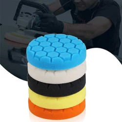 5 Pack 3/4/5/6/7 Inch Compound Buffing Polishing Pads Cutting Sponge Pads Kit for Car Polisher Self-Adhesive Sponge Waxing