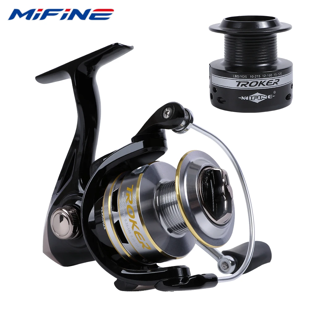 

MIFINE TROKER-Spinning Fishing Reel, Ultralight wheels 5.1:1 Gear Ratio 6kg Max Drag 800/1000/2000/3000/4000, black and Sliver