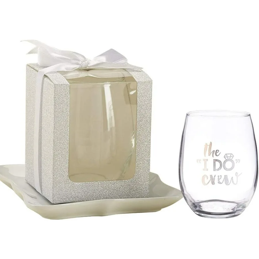 

36PCS Silver Gift Boxes for 9 oz. Wine Glasses Decor Favors for Wedding Favors Bachelorette Bridal Shower Favor Stemless Wine G