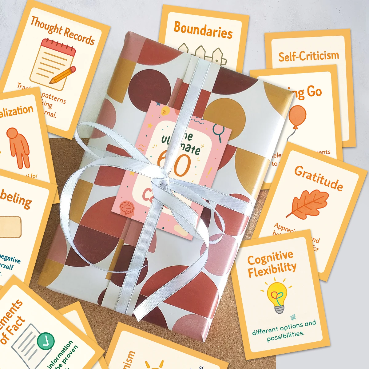 60 قطعة من بطاقات العلاج السلوكي المعرفي، بطاقة مهارات النسخ، للبالغين، مستشار للصحة العقلية، مطالبات علم النفس للانعكاس #5
