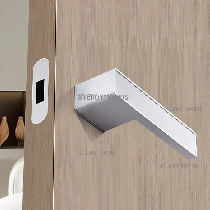 Aluminum alloy invisible door single-sided lock indoor bedroom background wall door handle with key hidden door