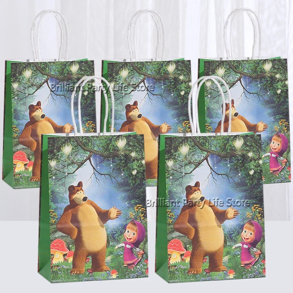 Sacos de presente temáticos de urso para meninas Saco de correio de mão Decoração Gift Box Festa de aniversário Presente de festa infantil Envoltório