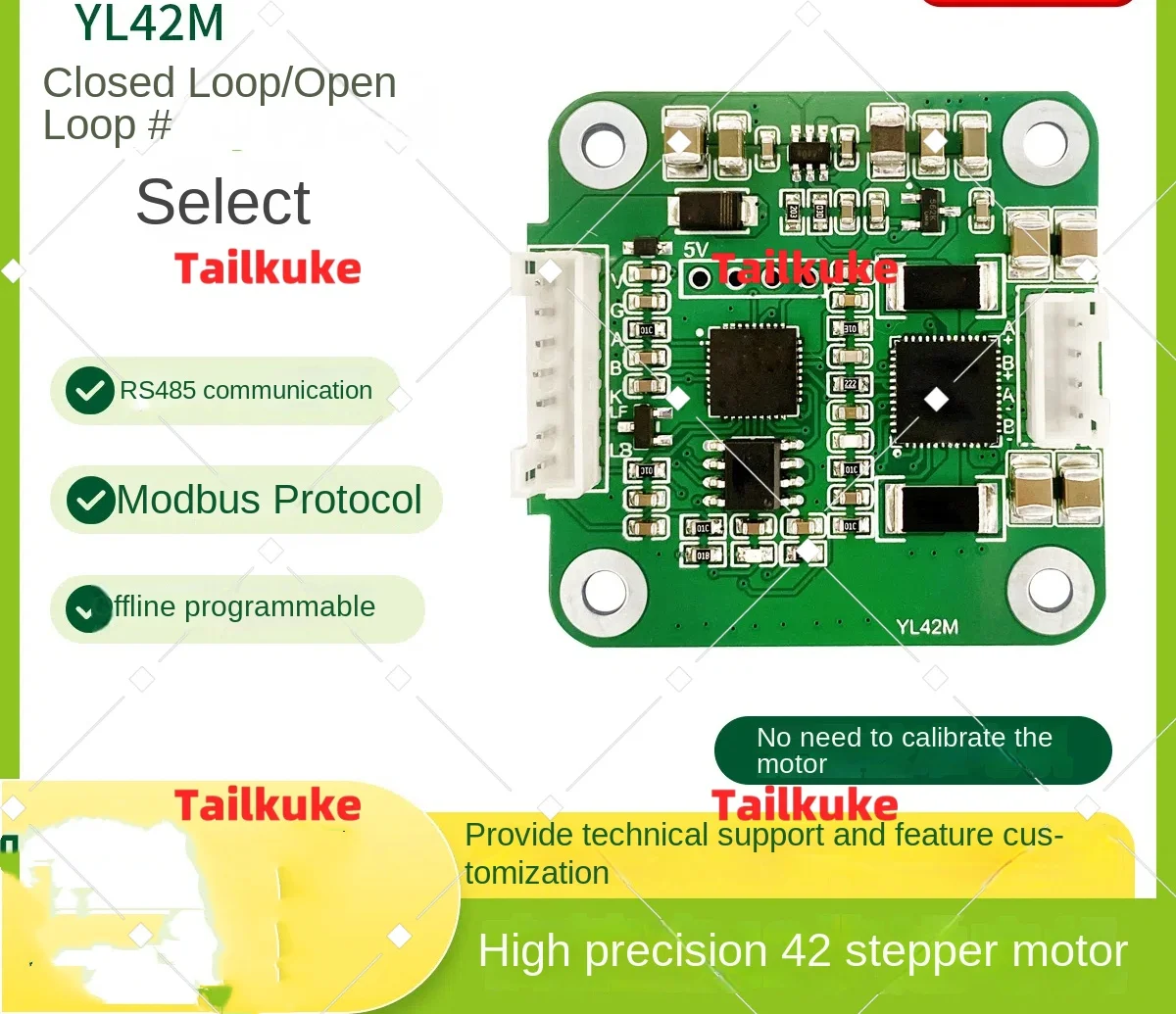 42 stepper motor driver open-closed-loop control integrated module offline programming adjustable speed mute YL42M