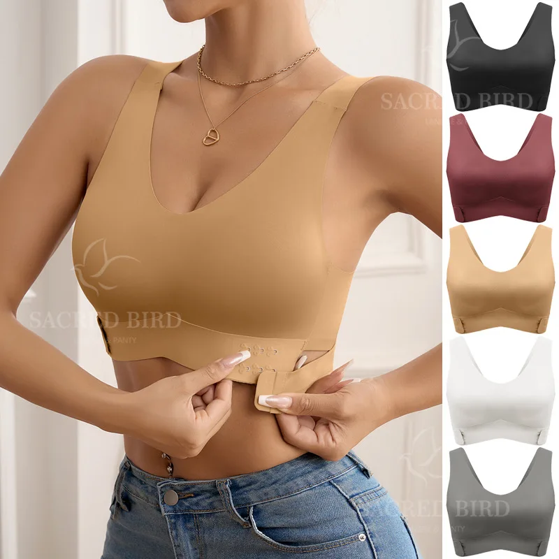 Offre spéciale soutien-gorge sans couture en soie glacée douce sans trace pour femmes soutien-gorge sans fil pour femmes soutien-gorge à fermeture latérale