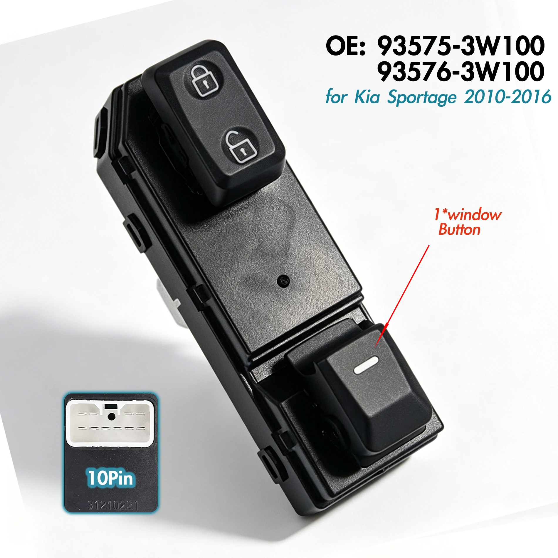 93575-3W100 93576-3W100 For Kia Sportage 2010-2016,Front Right Side Electric Power Window Switch Glass Lifter Control Button