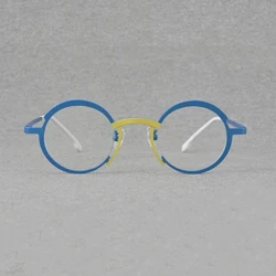 Two-color pure titanium round glasses suitable for men and women personality ultralight optical frame myopia prescription glasse