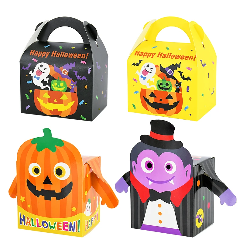 4/6pcs Halloween Paper Candy Box Creative Ghost Pumpkin Witch Cookie Gift Packaging Boxes Trick or Treat Halloween Party Decor