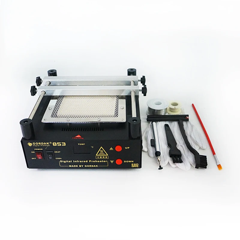 GORDAK-853 Preheater Infrared heating plate with ESD brush and Leaded solder wire for PCB board repair