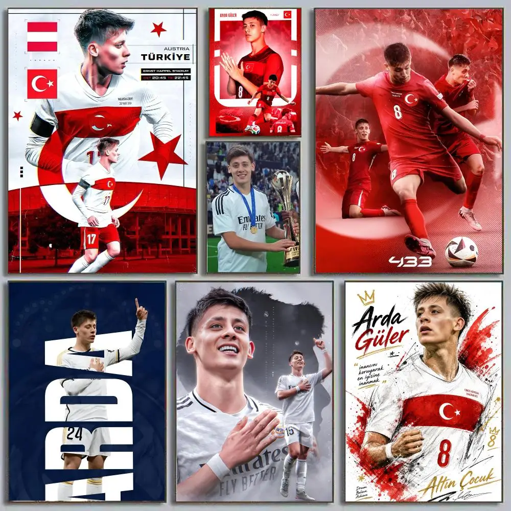 Arda Güler Turkish Messi Real Madrid Wonderkid Painting CANVAS Calligraphy Eco-friendly wall decor Vintage Office frameless