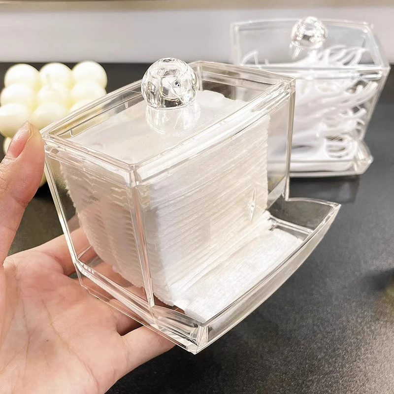 

Acrylic Cotton Swabs Storage Holder Box Portable Transparent Makeup Cotton Pad Cosmetic Container Jewelry Organizer Case