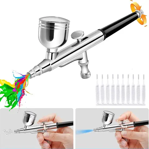 Mini Spray Gun 0.3mm Nozzles Airbrush Spray Gun for Painting Nails Modeling Crafts Cake Portable Airbrush Gun with Cleaning Kit