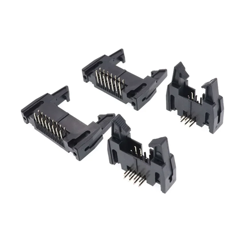 10pcs DC2 2.54mm Pitch Straight / Right angle Hook Horn Socket Connector 10/14/16/20/26/30/40P For Flat Ribbon Cable IDC Socket