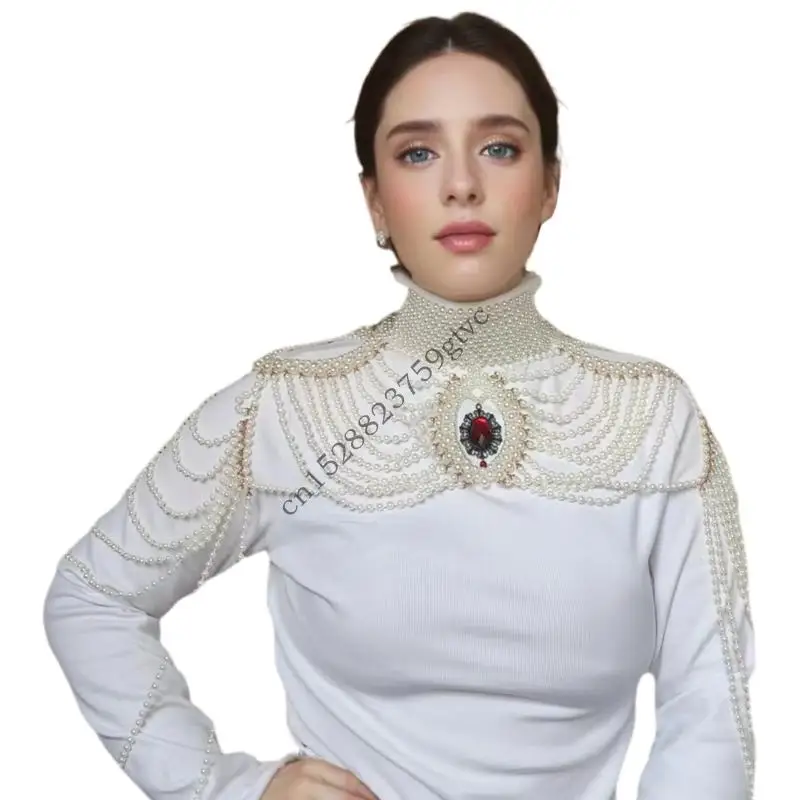 

D0UF Stylish Pearls and Tassels Body Necklace Fashiona Accessory for Social Event
