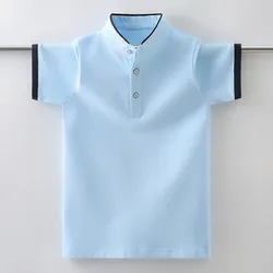 Boys School Uniform Polo Shirt 2024 New Summer Kids Casual Short Sleeve Tops For Teenager Children's 4-15 Years Clothes