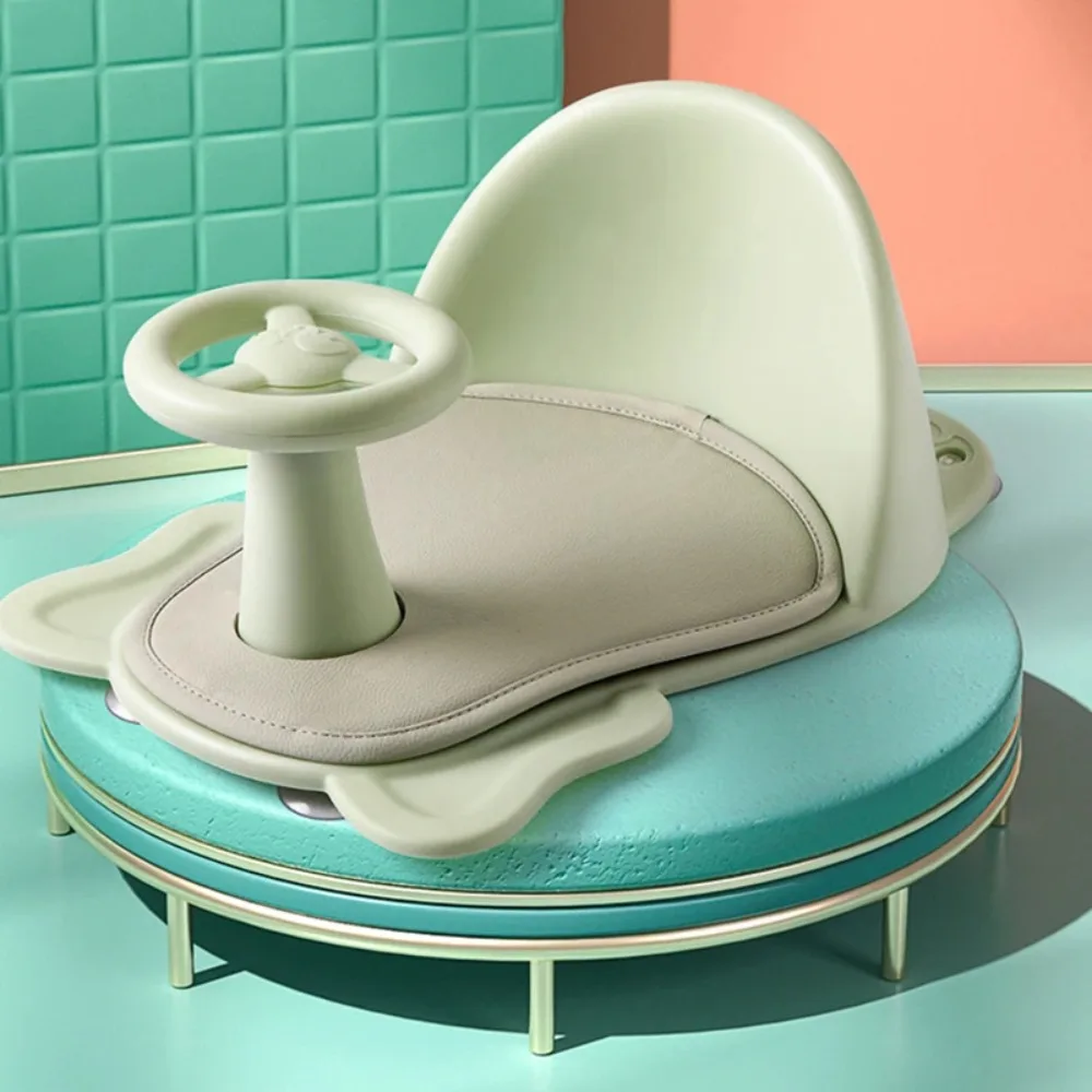 PP+TPR Baby Shower Chair Multiple Colors Antiskid Non Slip Bath Stool Suction Cup Design Leather Seat Cushion Bathtub Seat