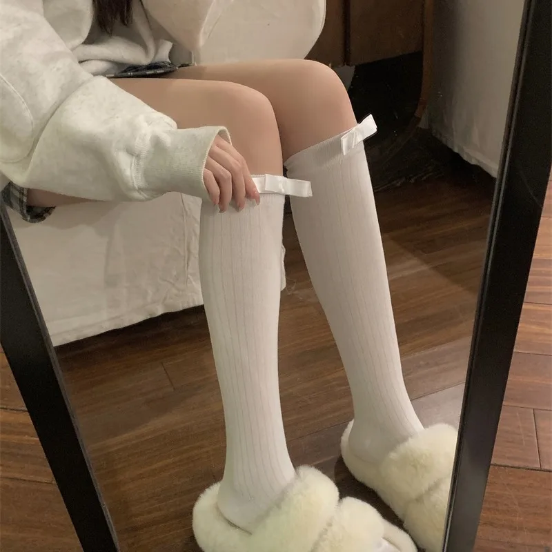 Lolita JK Cosplay Bas pour femmes, Chaussettes à nœud doux pour filles, Style japonais, Mignon, Haute qualité, Coton, Solide, Document, sulf, Bonneterie