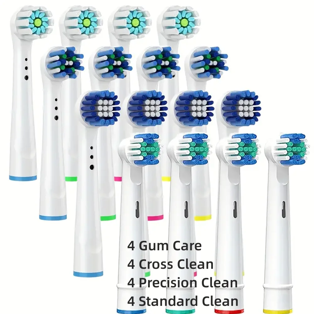 16PCS Sensitive Gum Care Replacement Brush Heads For Oral B D12 D100 D36 PRO3000 vitality Triumph Electric Toothbrush