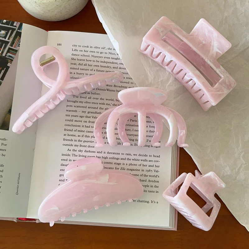 Haarklammern für Frauen und Mädchen, Rosa Haarkrallen, Rutschfeste Krabben-Haarspangen, Modische Haaraccessoires, Geschenke – Detail 3