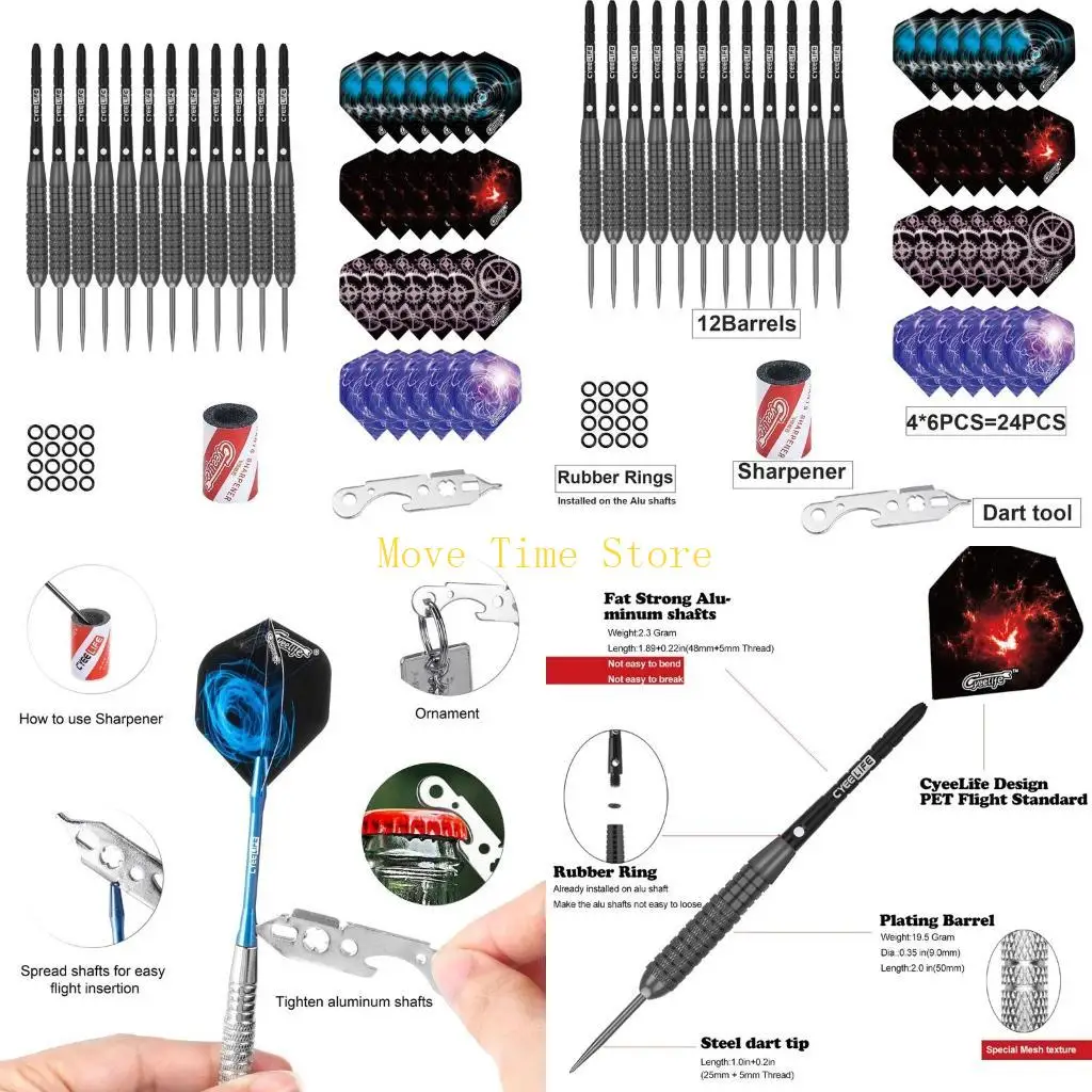 92ME Hard Total Length Steel Tip Darts Barrel Shaft Darts Flights