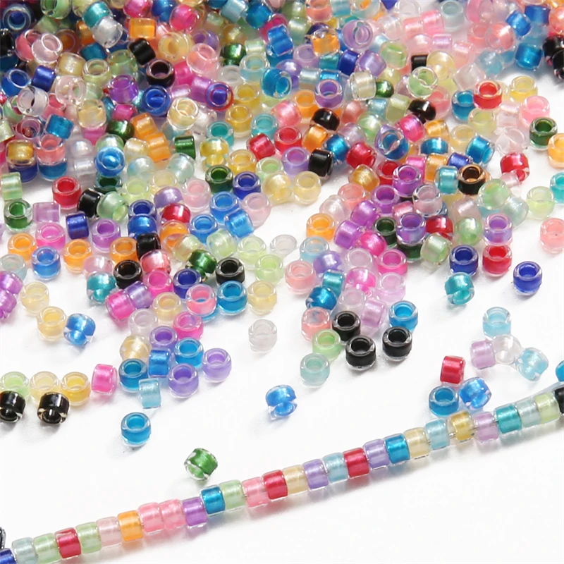 About 720pcs Premium 2.5mm Fantasy Dyed Core Round Beads Glass Seed Beads Loose Beads For DIY Handmade Beaded Jewelry Material