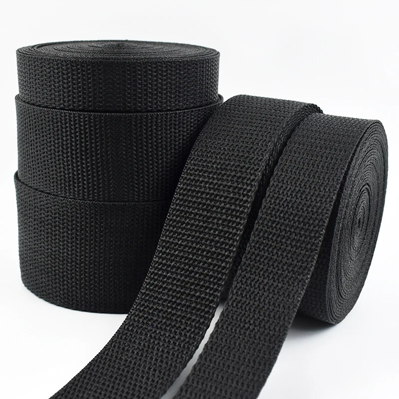 

2-10Meters 20/25/32/38/50mm Black Webbing for Bag Strap Ribbon Tape Dog Leash Safety Belt Bias Binding Band Sewing Accessories