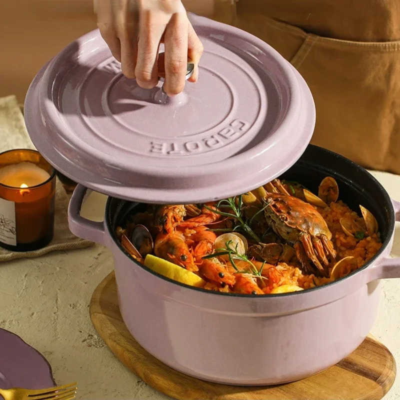 Household Kitchen Insulation Cast Iron Pots Wear-resistant Cookware High Value Ware Cooking Pot Non Stick Pan with Lid Soup Pots