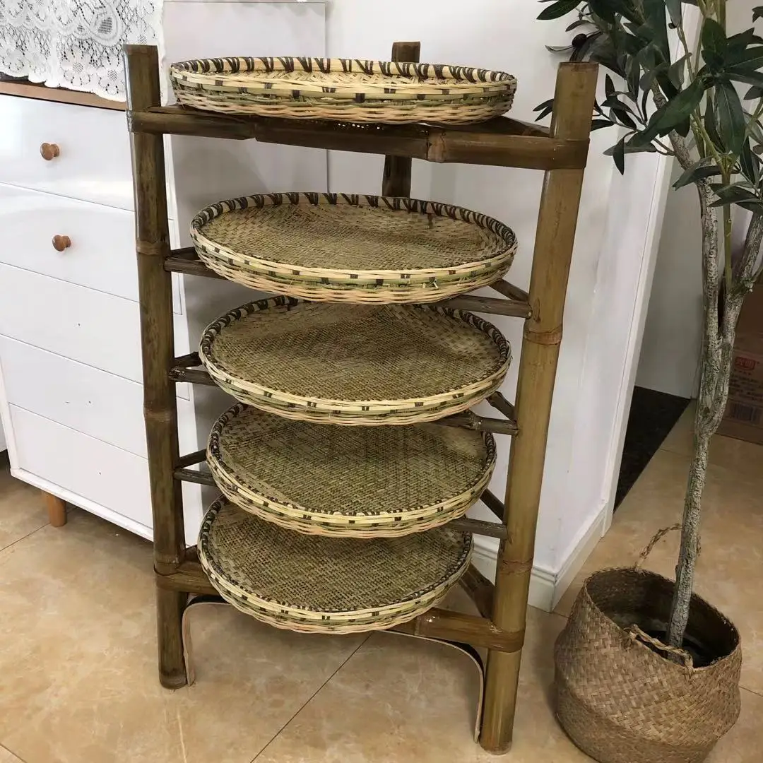 

Bamboo rack, dustpan rack, market hot pot rack, customized triangular storage, tripod, bamboo woven products, bamboo vegetable r