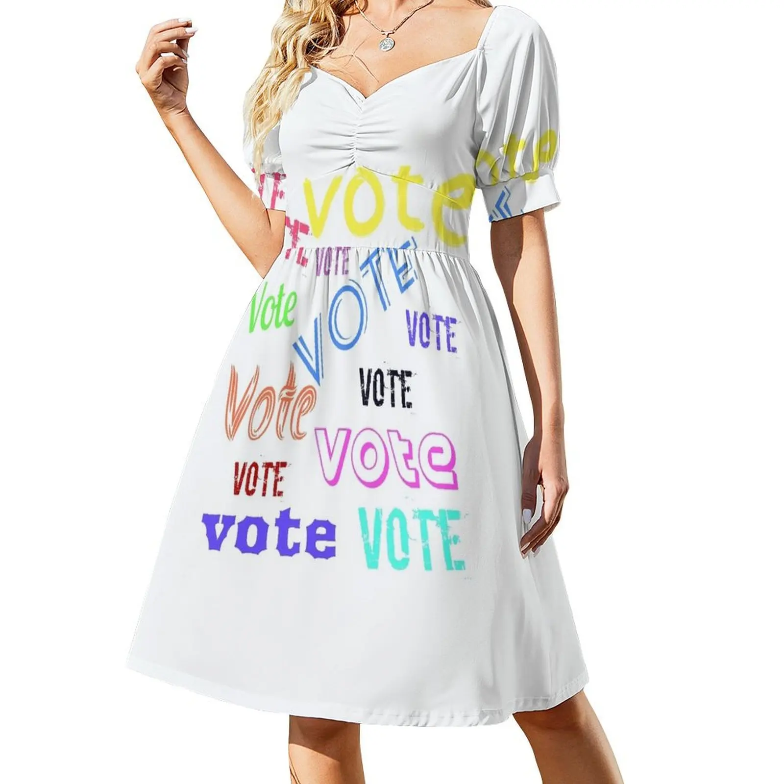 United States Vote Mask Short Sleeved Dress Woman's evening dress dress women summer 2025 long women summer