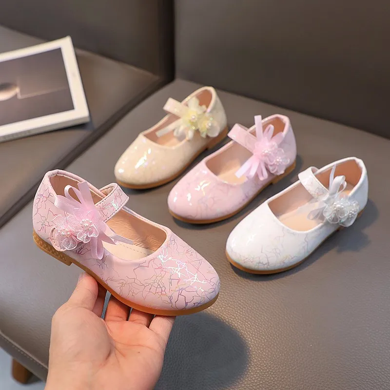 

zapatos niña Autumn Girl Shoes Sweet Leather Shoes Lace Children Shoe for Girl Flower Princess Shoes Fashion Soft Sole Kid Shoes