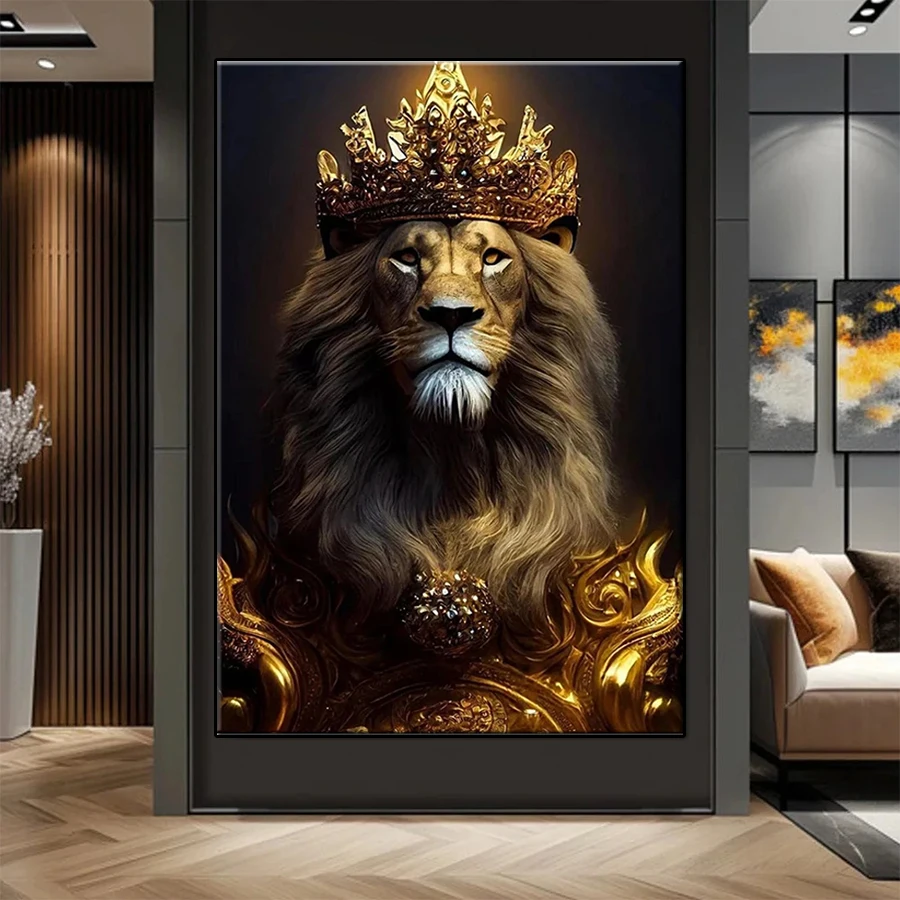 5D DIY Diamond Painting Modern Luxury Animal Art Crown Lion sale Cross Stitch Diy Diamond Embroidery Picture Mosaic Art