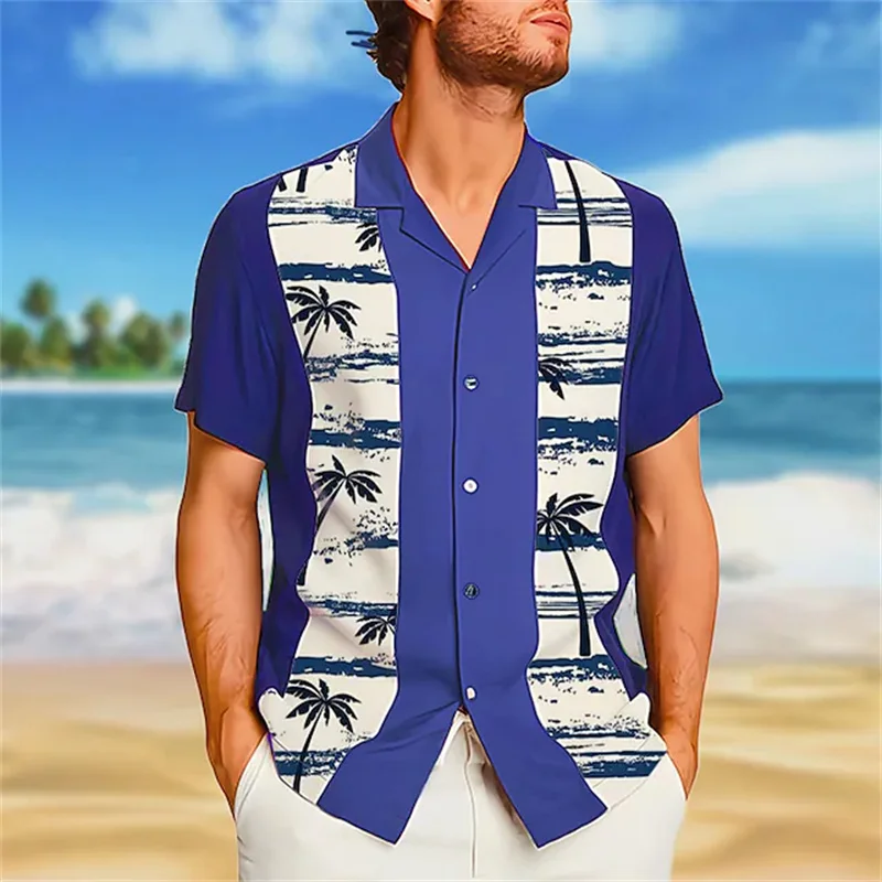 

2023 men's Hawaiian shirt coconut wood graphic printing Cuba collar beach casual 3D printing short sleeve button shirt SX-5XL