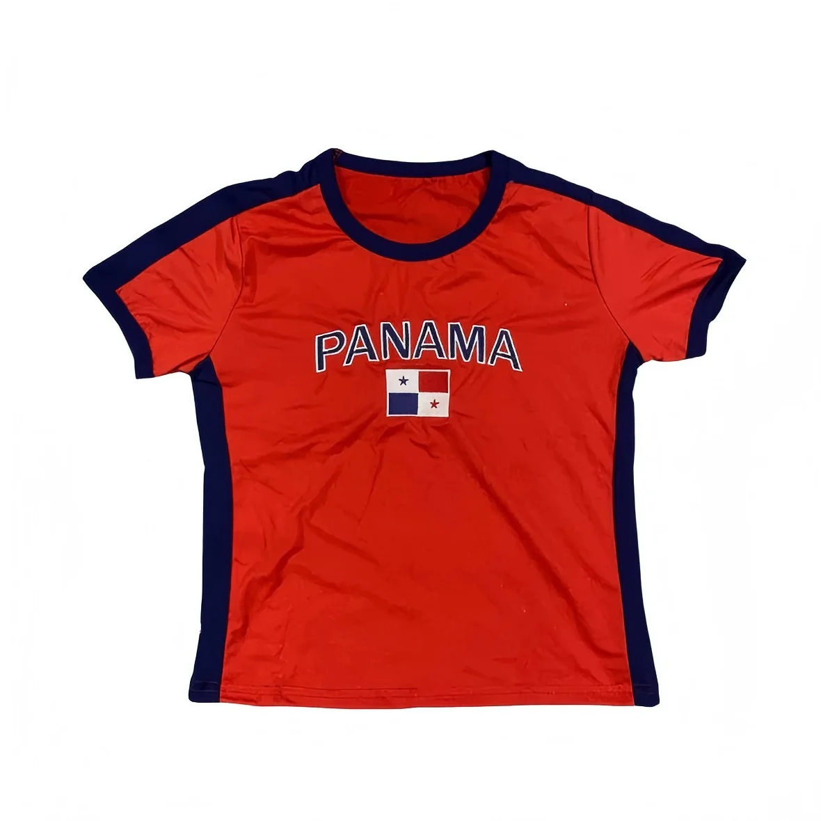 

Summer short style spicy girl with exposed navel short sleeved T-shirt Y2K round neck pullover clothing base women's embroidery