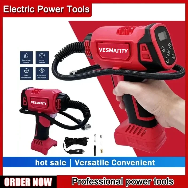 Cordless Electric Air Pump Car Tire Automatic Inflator Handheld Air Compressor Rechargeable  Fit Milwaukee Battery