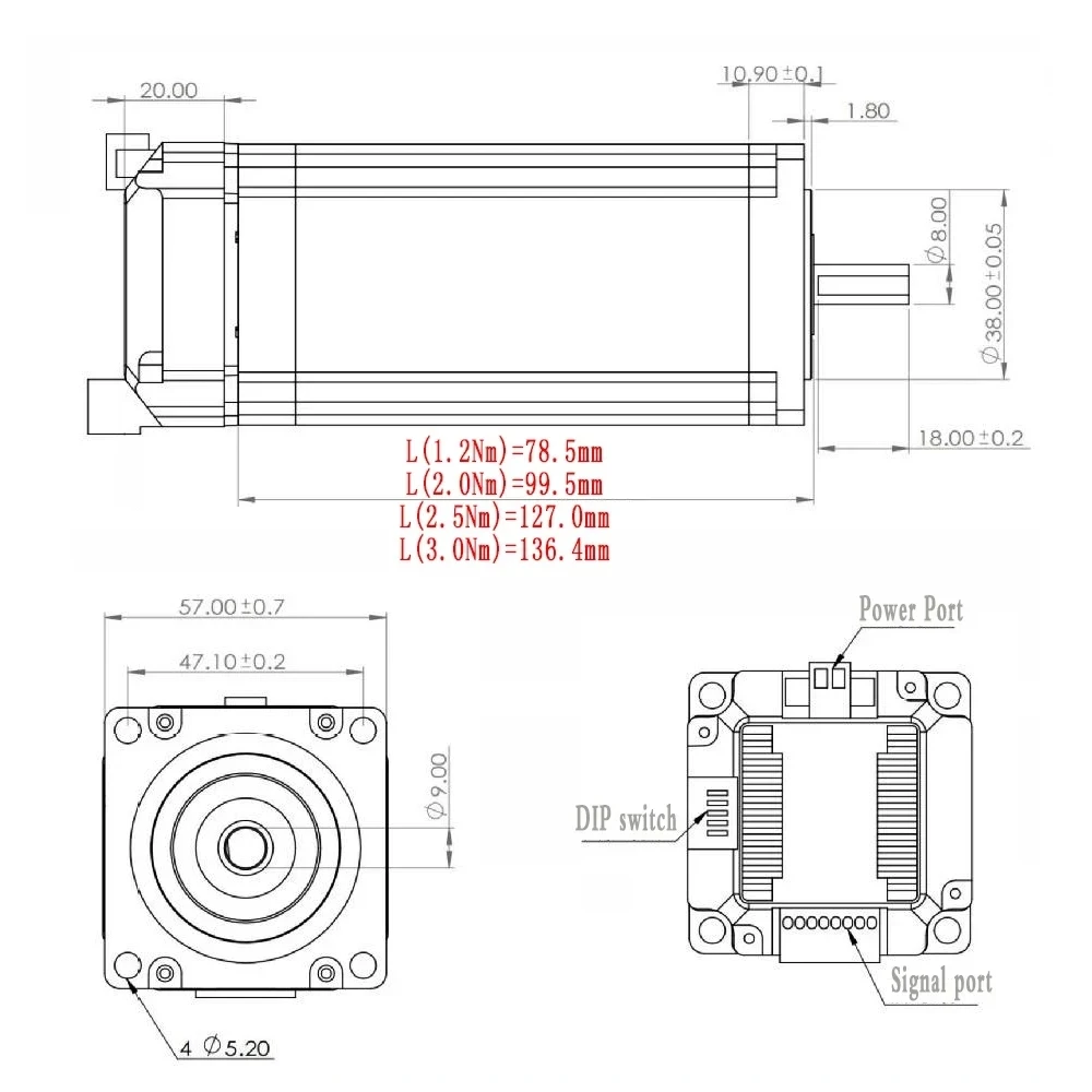 Nema 23 57mm Motor Driver All-in-one Motor 1.2Nm 2Nm 2.5Nm Nema23 Closed Loop Stepper Motor Integrated  with Encoder 24VDC