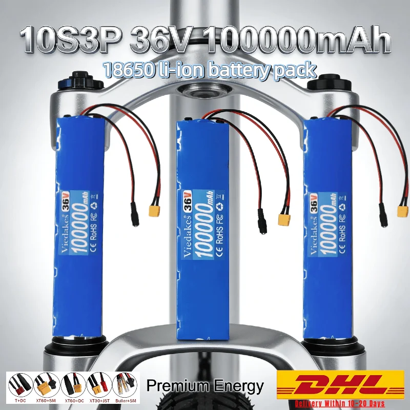 

Аккумулятор для электросамоката Xiaomi M365 36В, 10S3P 10Ач, с BMS, разъемы XT60+SM, XT30+JST, быстрая доставка