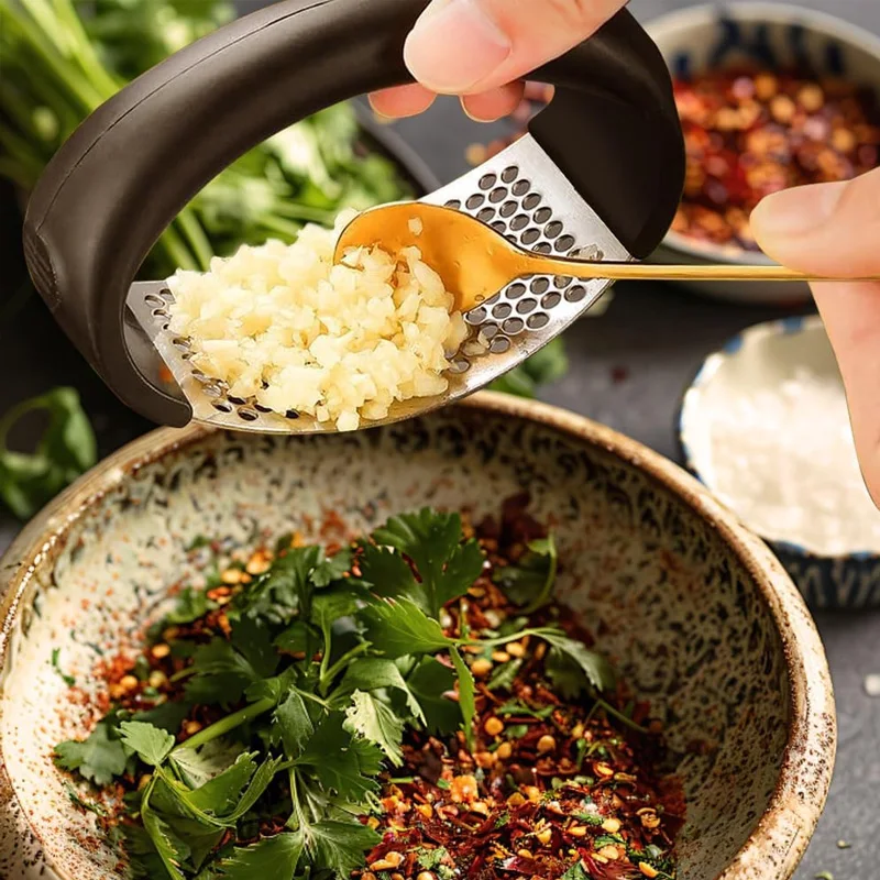 Stainless Steel Garlic Press 10cm, Manual Mincer Tool. Heavy Duty, Easy Clean, for Cooking