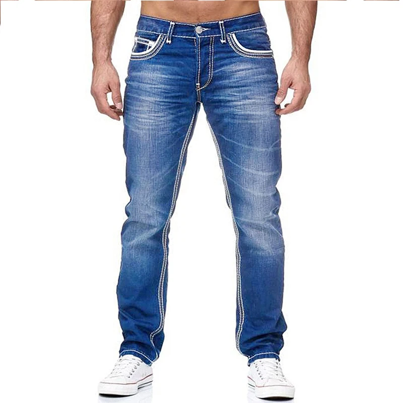 Gerade Jeans Männer Gewaschen Keine Loch Jean Frühling Sommer Boyfriend-Jeans Streetwear Lose Beiläufige Designer Lange Denim Hosen Hosen