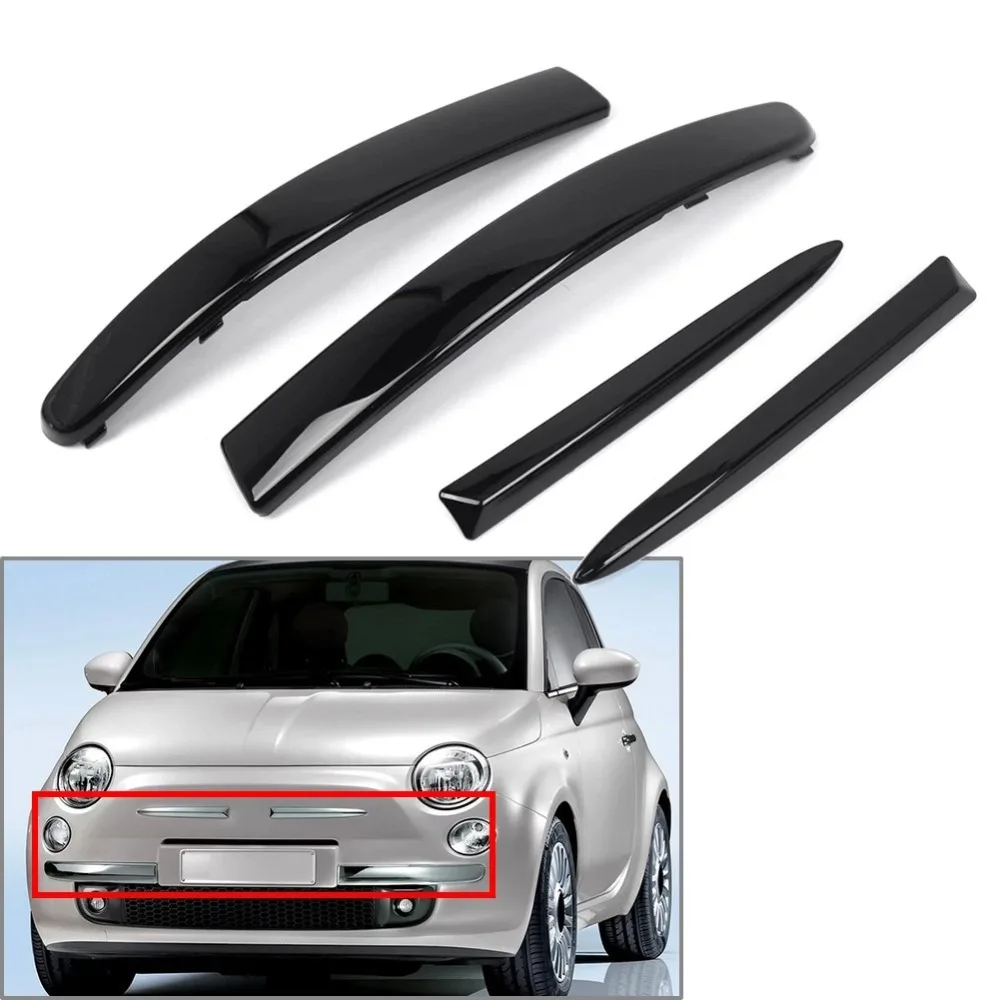

4PCS Front Bumper Upper Grill Moulding Trim Fits For Fiat 500 2007-2015 735455041 735455042 735455056 735455057
