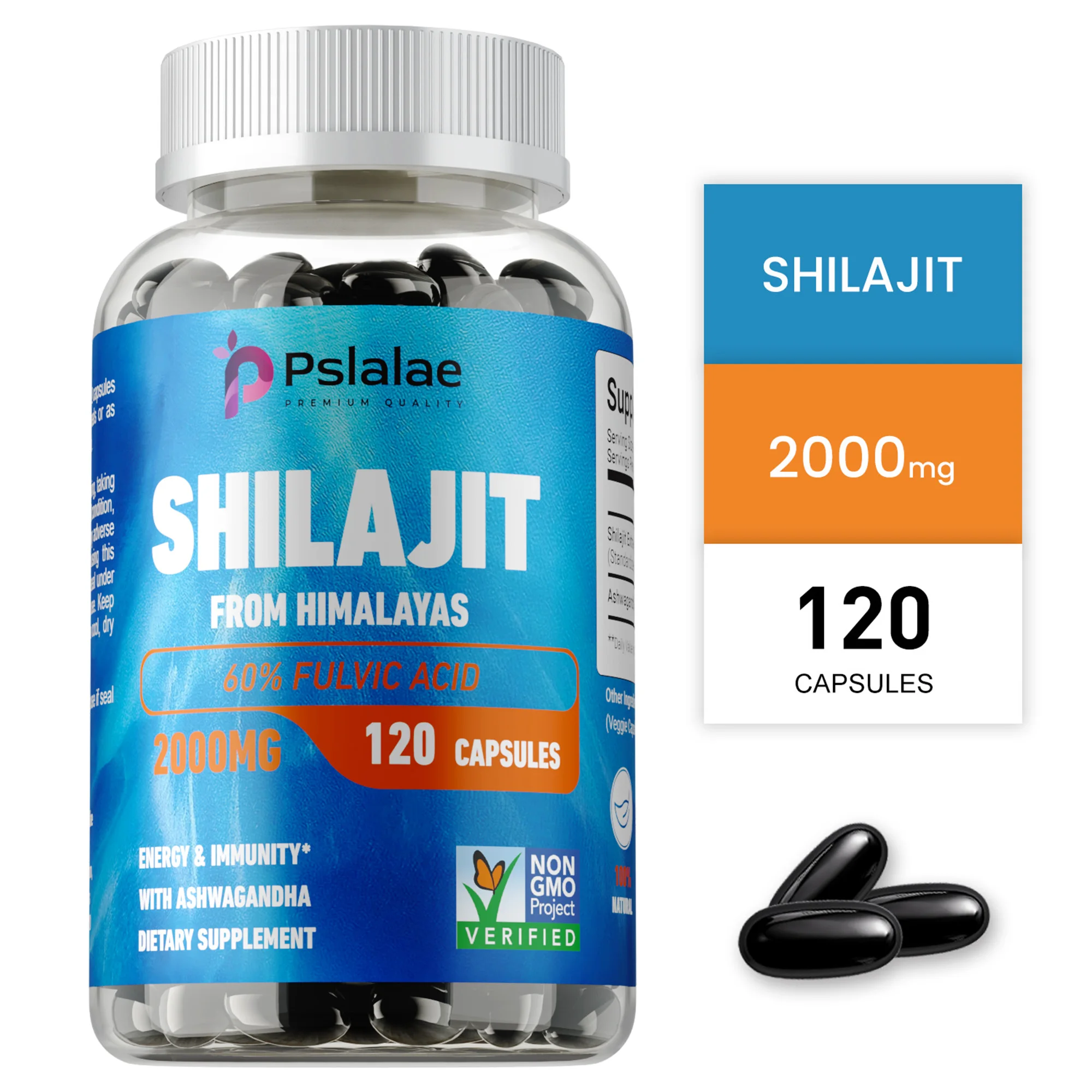 Shilajit Capsules - Antioxidant,Anti-aging,Improve Brain Function,Protect Heart Health, Boosts Immunity, Increases Energy Levels