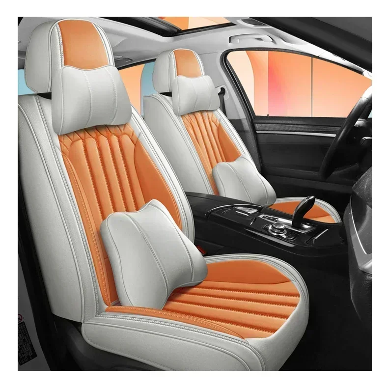 4 Pc Interior Accessories New Technology Abrasion Resistant Breathable Luxury Universal PU Leather Car Seat Cover