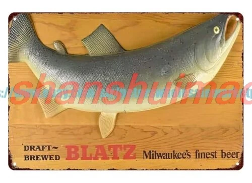 SHANSHUI Blatz Beer fish bar pub cafe alcohol metal tin sign kitchen wall art 1pc