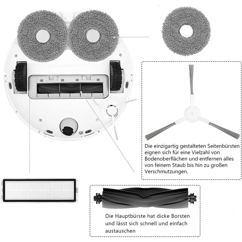 Substituição do Pano Mop para Dreame, Escova Lateral Principal, Filtros HEPA para L10S Ultra, L10 Ultra, Xiaomi X10 Plus, L10S Pro