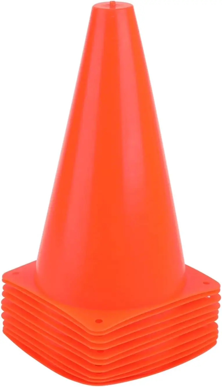

9-Inch Plastic Training Cones for Sports Drills, Outdoor Activities - Set of 10/12/15/24 in 4 Bright Colors