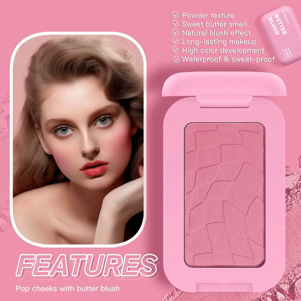 Nieuwe Fluwelen Boter Blush Cream Waterdicht Langdurig Gezicht Poeder Blush Smudge-Proof Sterk Gepigmenteerde Natuurlijke Wangtint