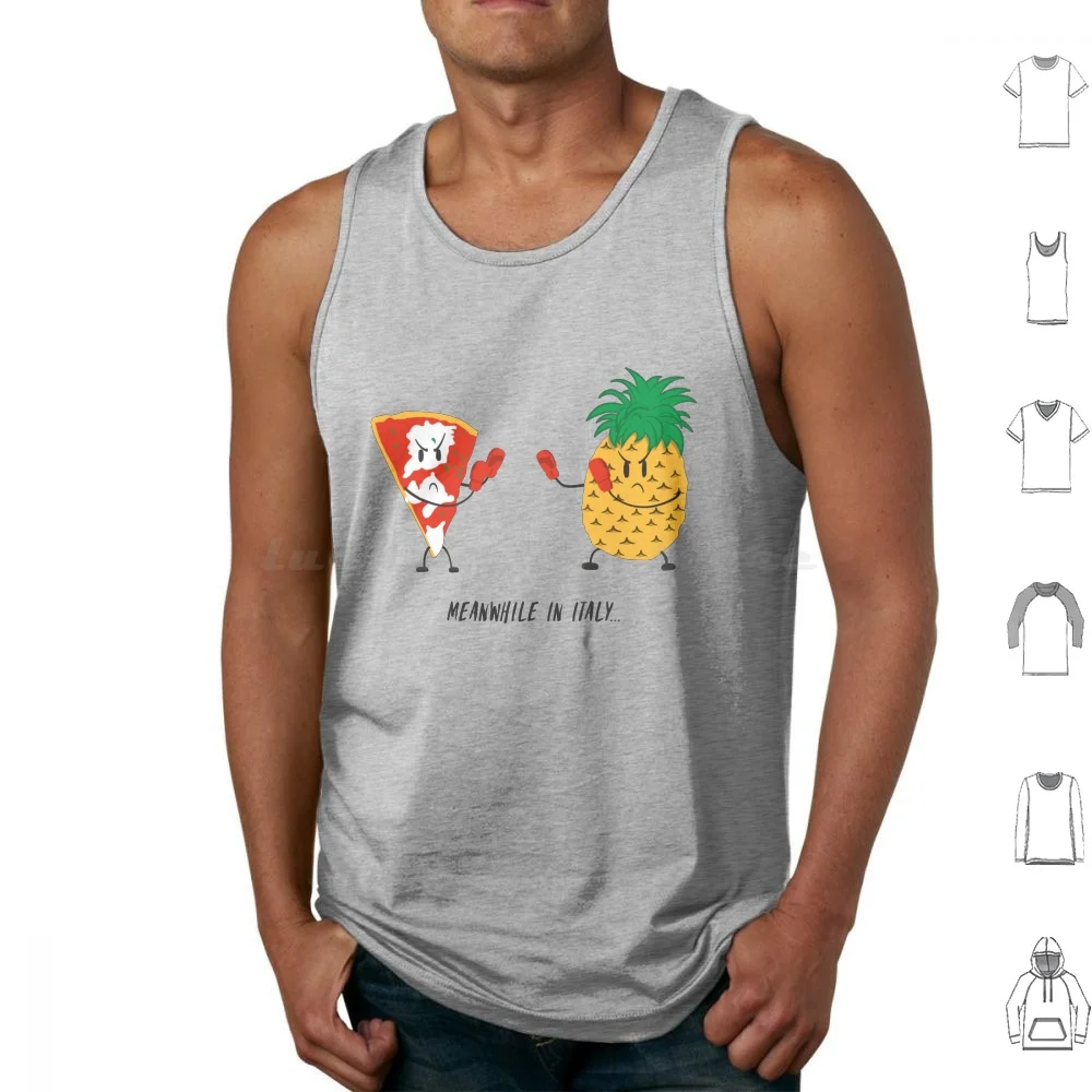 Pizza italiana Vs Pop, camisetas sin mangas con dibujo divertido, chaleco sin mangas, Pizza divertida, Meme de dibujos animados italianos, cómic divertido, cultura Pop