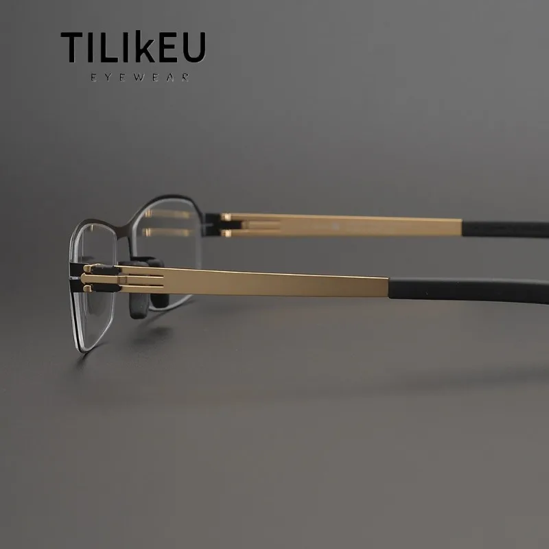 إطار مصمم ألماني بدون براغي رفيع للغاية معدني نحيف الساق للرجال والنساء لقصر النظر إطار نظارات طبية عدسات مضادة للإشعاع