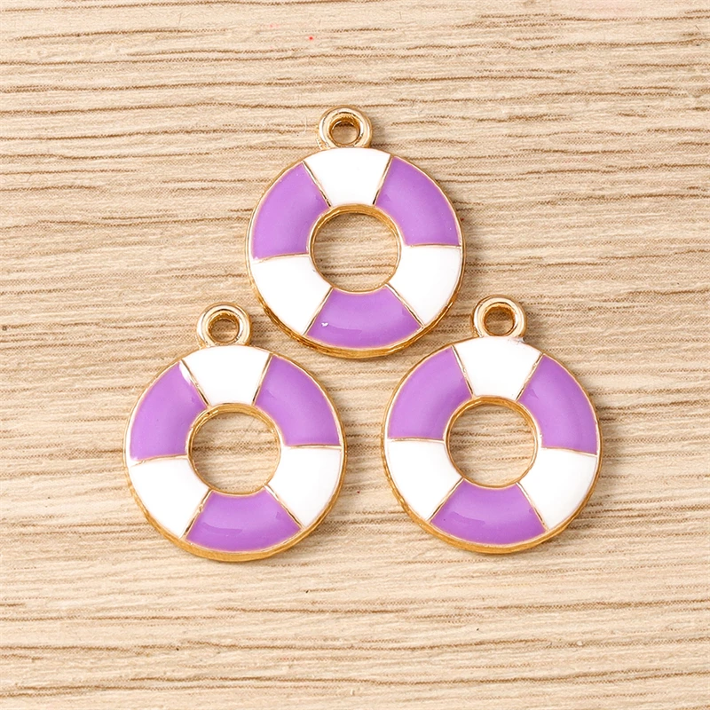 10 Stück 15 x 18 mm niedliche bunte Emaille-Schwimmring-Charms-Anhänger für Schmuckherstellung, Ohrringe, Halsketten, Armbänder, DIY-Bastelbedarf – Detail 5